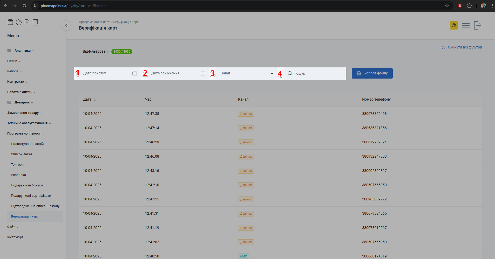 Фільтри верифікації карт